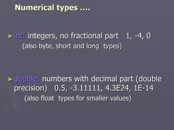 numerical types