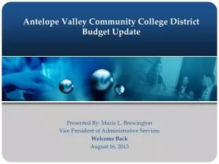 Antelope Valley Community College District Budget Update