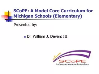 SCoPE: A Model Core Curriculum for Michigan Schools (Elementary)