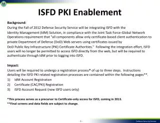 ISFD PKI Enablement