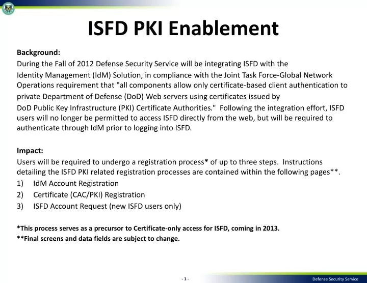 isfd pki enablement