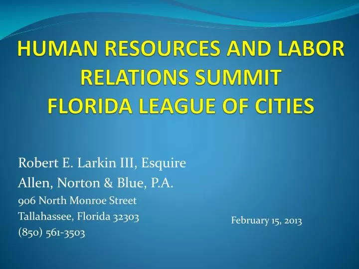 human resources and labor relations summit florida league of cities