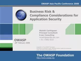 Business Risk &amp; Compliance Considerations for Application Security