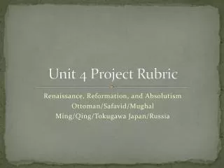 Unit 4 Project Rubric
