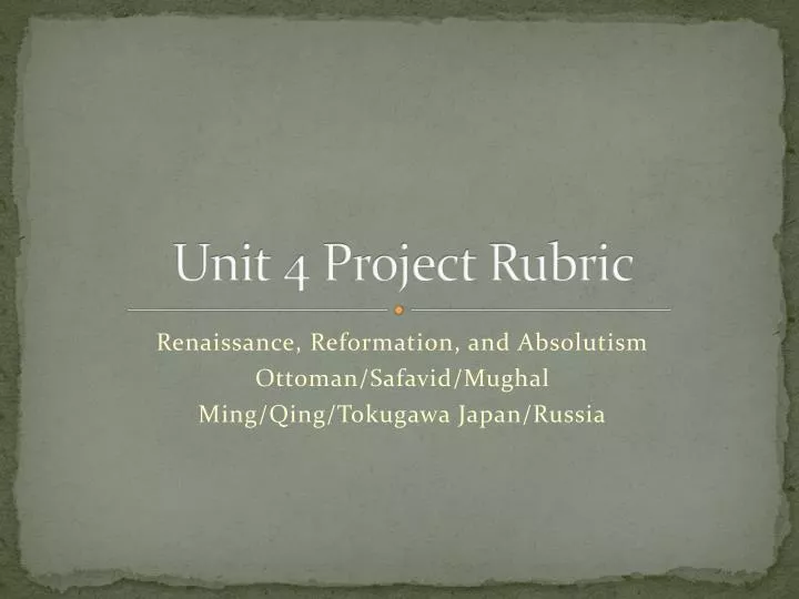 unit 4 project rubric
