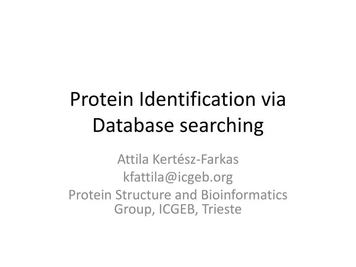 protein identification via database searching
