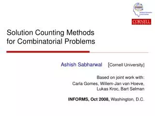 Solution Counting Methods for Combinatorial Problems