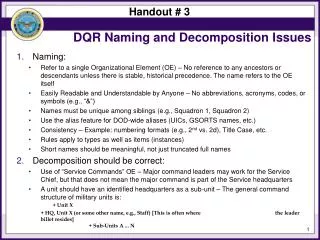 DQR Naming and Decomposition Issues