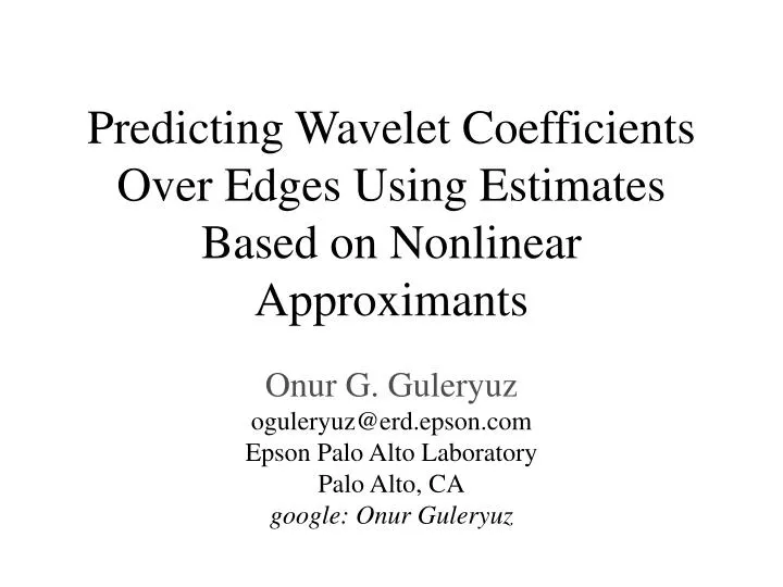 predicting wavelet coefficients over edges using estimates based on nonlinear approximants