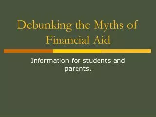 Debunking the Myths of Financial Aid
