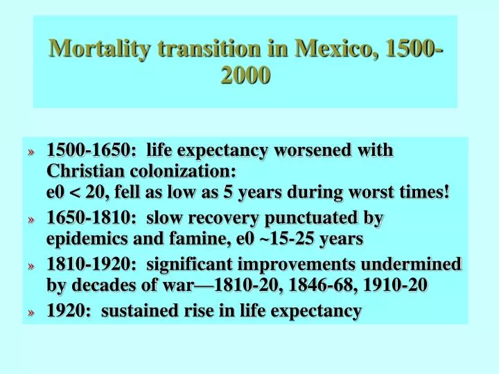 mortality transition in mexico 1500 2000