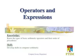 Operators and Expressions