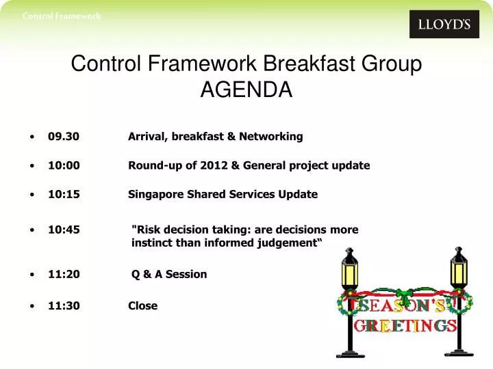 control framework breakfast group agenda