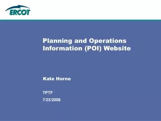 Planning and Operations Information (POI) Website