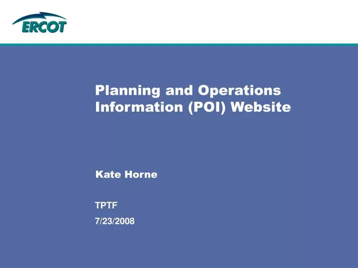 planning and operations information poi website