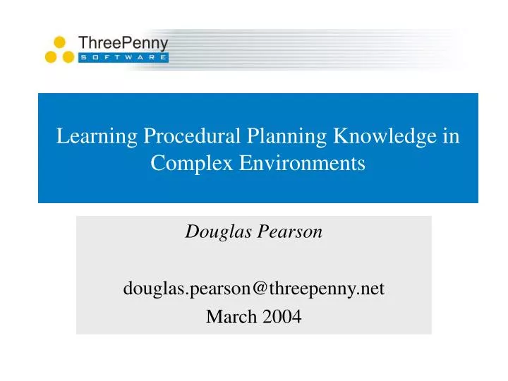 learning procedural planning knowledge in complex environments