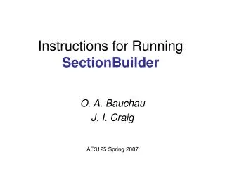 Instructions for Running SectionBuilder