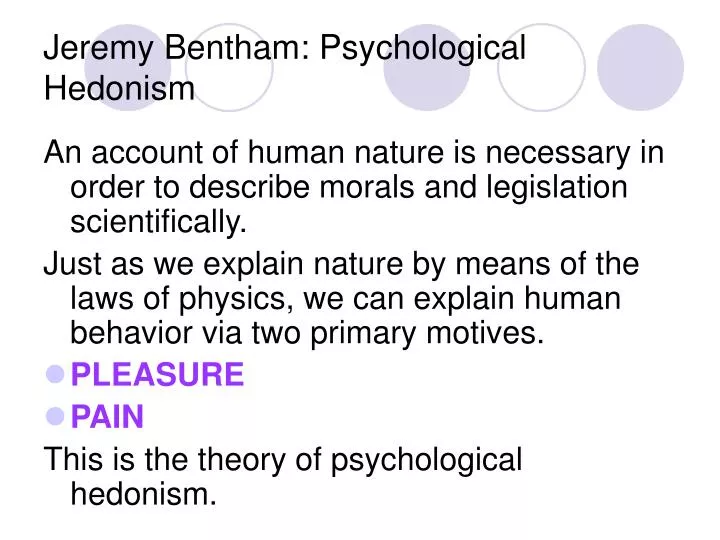 jeremy bentham psychological hedonism