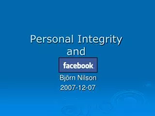 Personal Integrity and