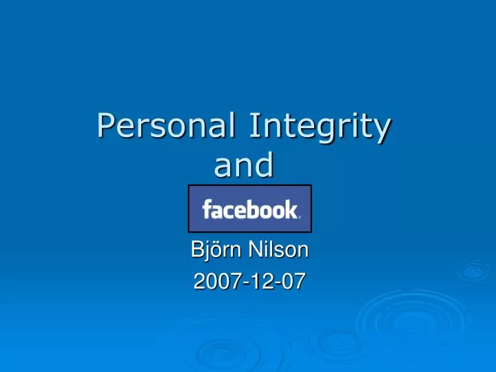 personal integrity and