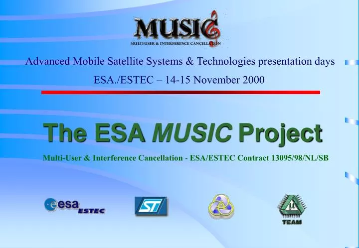 the esa music project multi user interference cancellation esa estec contract 13095 98 nl sb