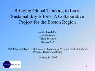 Bringing Global Thinking to Local Sustainability Efforts: A Collaborative Project for the Boston Region