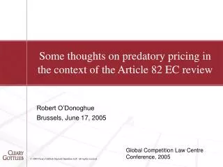 Some thou ghts on predatory pricing in the context of the Article 82 EC review