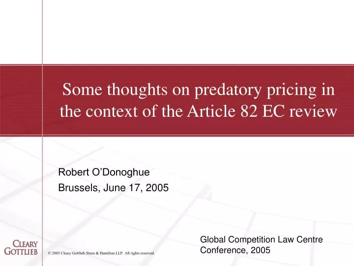 some thou ghts on predatory pricing in the context of the article 82 ec review