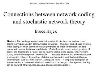 Connections between network coding and stochastic network theory