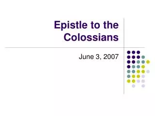 Epistle to the Colossians