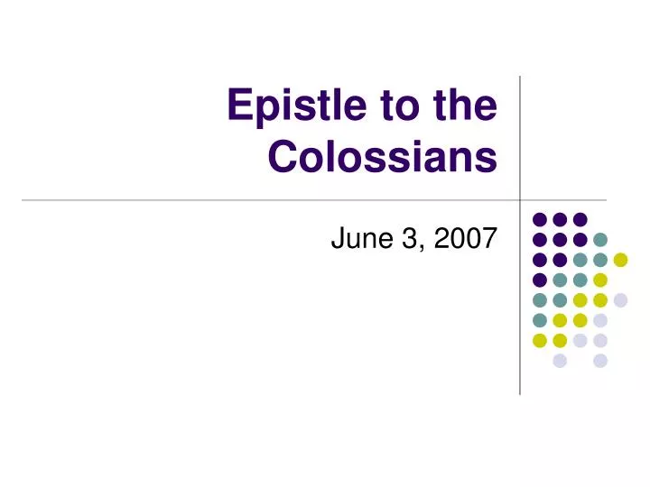 epistle to the colossians