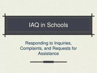IAQ in Schools