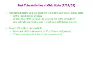 Test Tube Activities at Ohio State (7/29/03)
