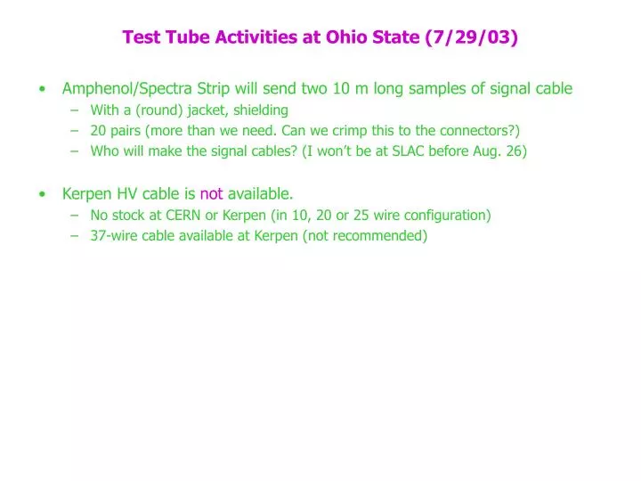 test tube activities at ohio state 7 29 03