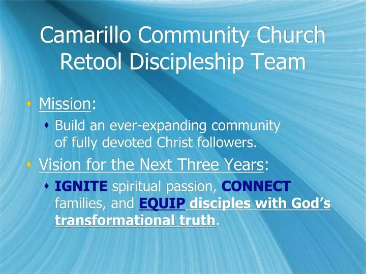 camarillo community church retool discipleship team