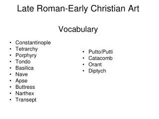 Late Roman-Early Christian Art Vocabulary