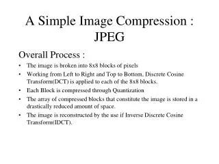 A Simple Image Compression : JPEG