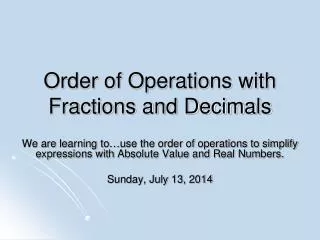 Order of Operations with Fractions and Decimals