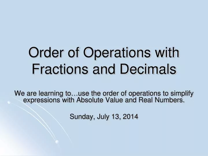 order of operations with fractions and decimals