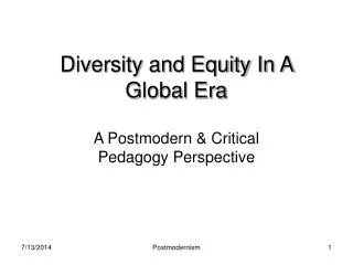 Diversity and Equity In A Global Era