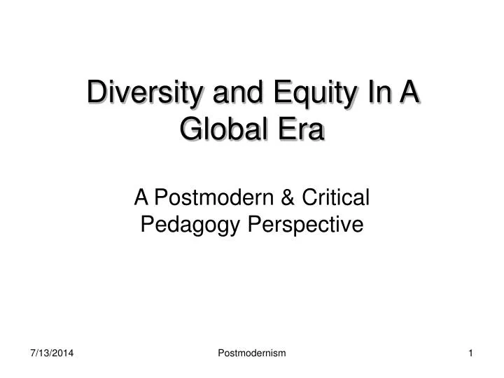 diversity and equity in a global era