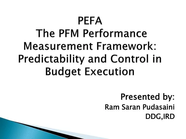 pefa the pfm performance measurement framework predictability and control in budget execution