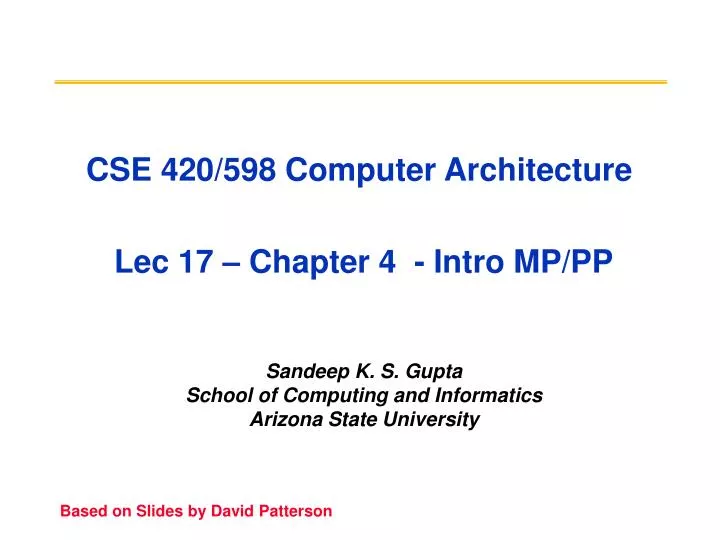 cse 420 598 computer architecture lec 17 chapter 4 intro mp pp