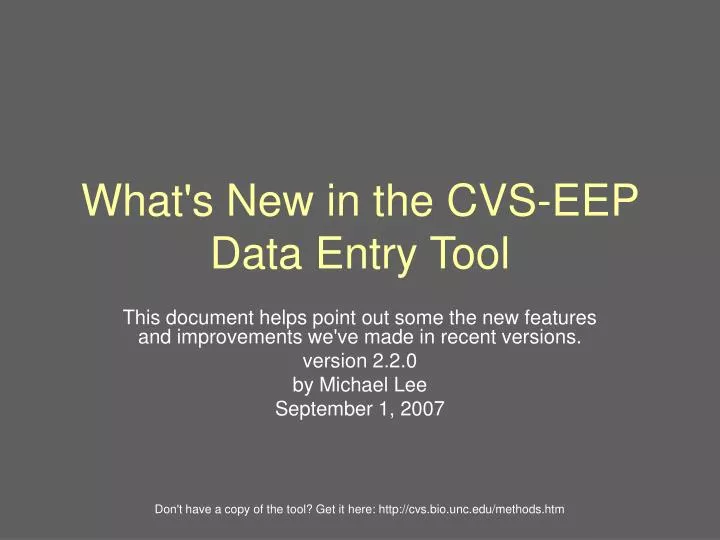 what s new in the cvs eep data entry tool