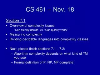 CS 461 – Nov. 18