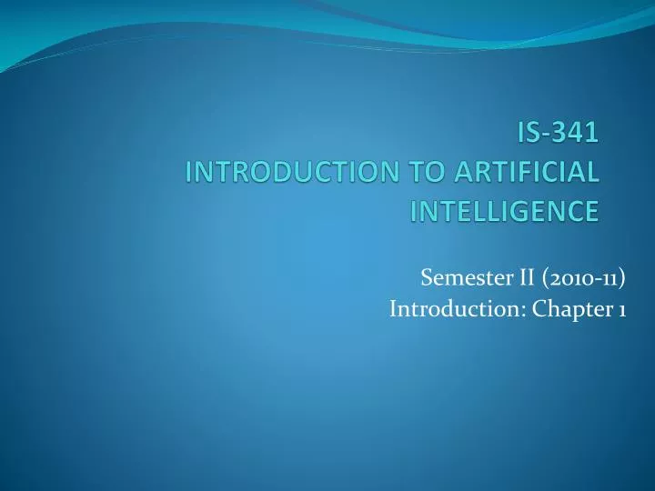 is 341 introduction to artificial intelligence