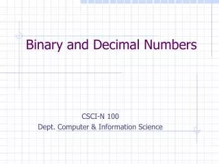 Binary and Decimal Numbers