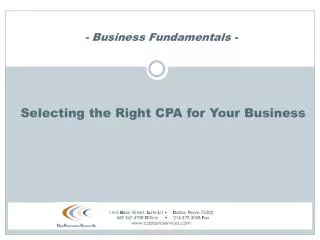 - Business Fundamentals -