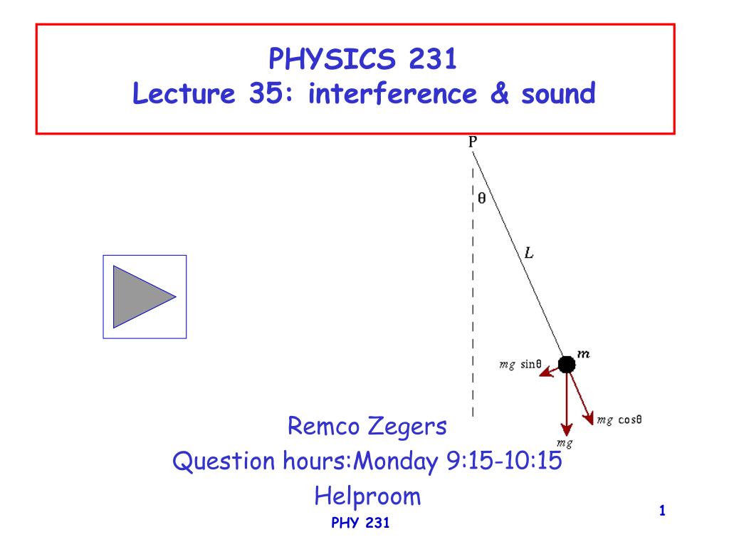PPT - PHYSICS 231 Lecture 35: interference & sound PowerPoint ...