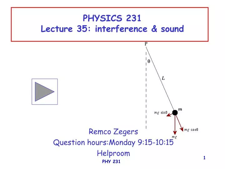 physics 231 lecture 35 interference sound